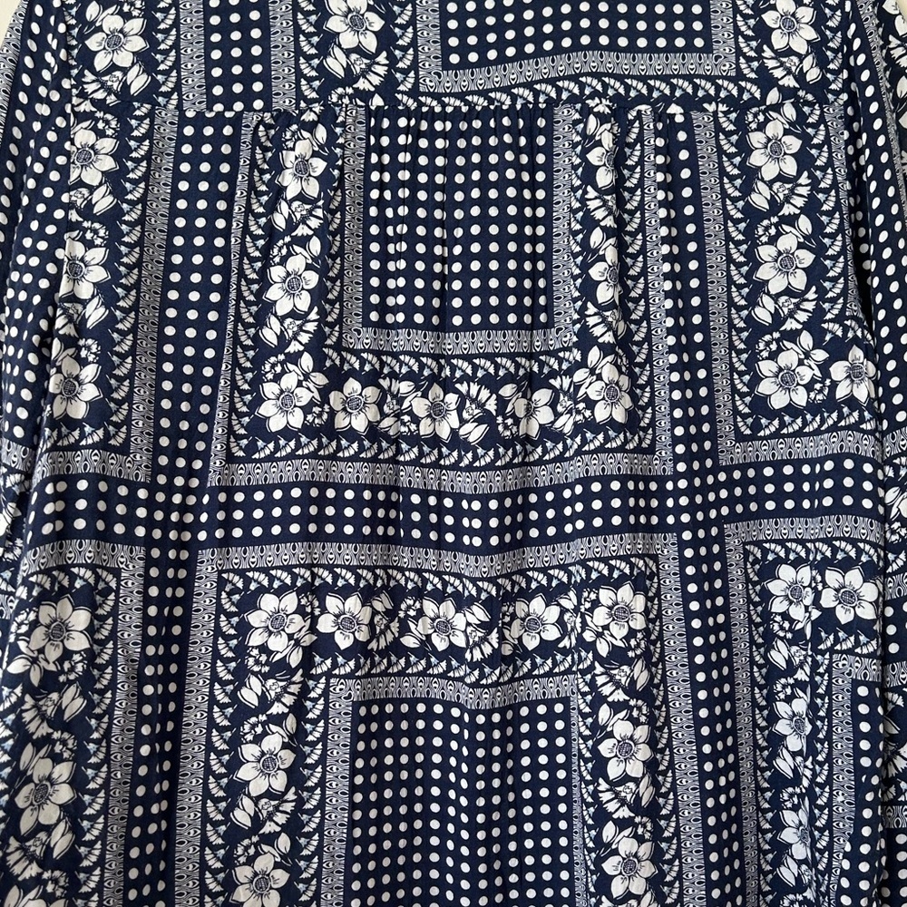 Maeve by Anthropologie “Clara” Blouse Print in Navy & White Size 2 - Picture 6 of 8